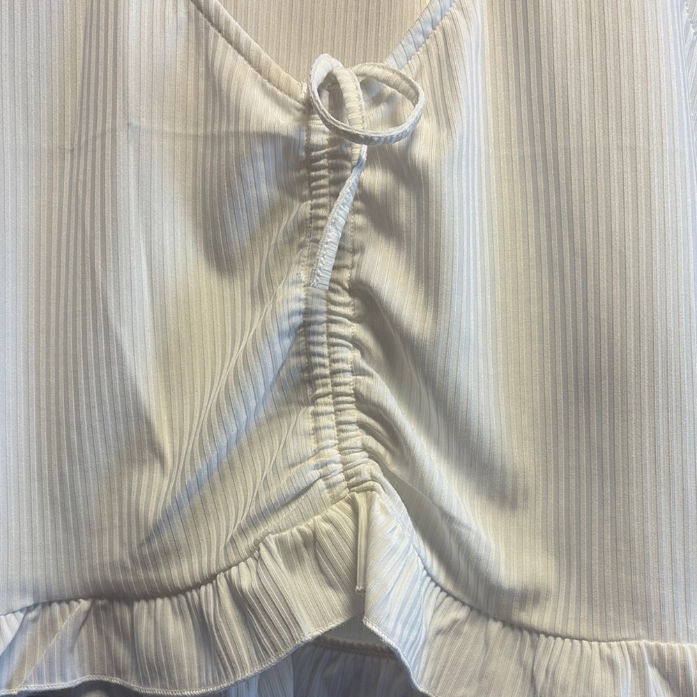 White Ruffled Women's Top - Picture 3 of 4